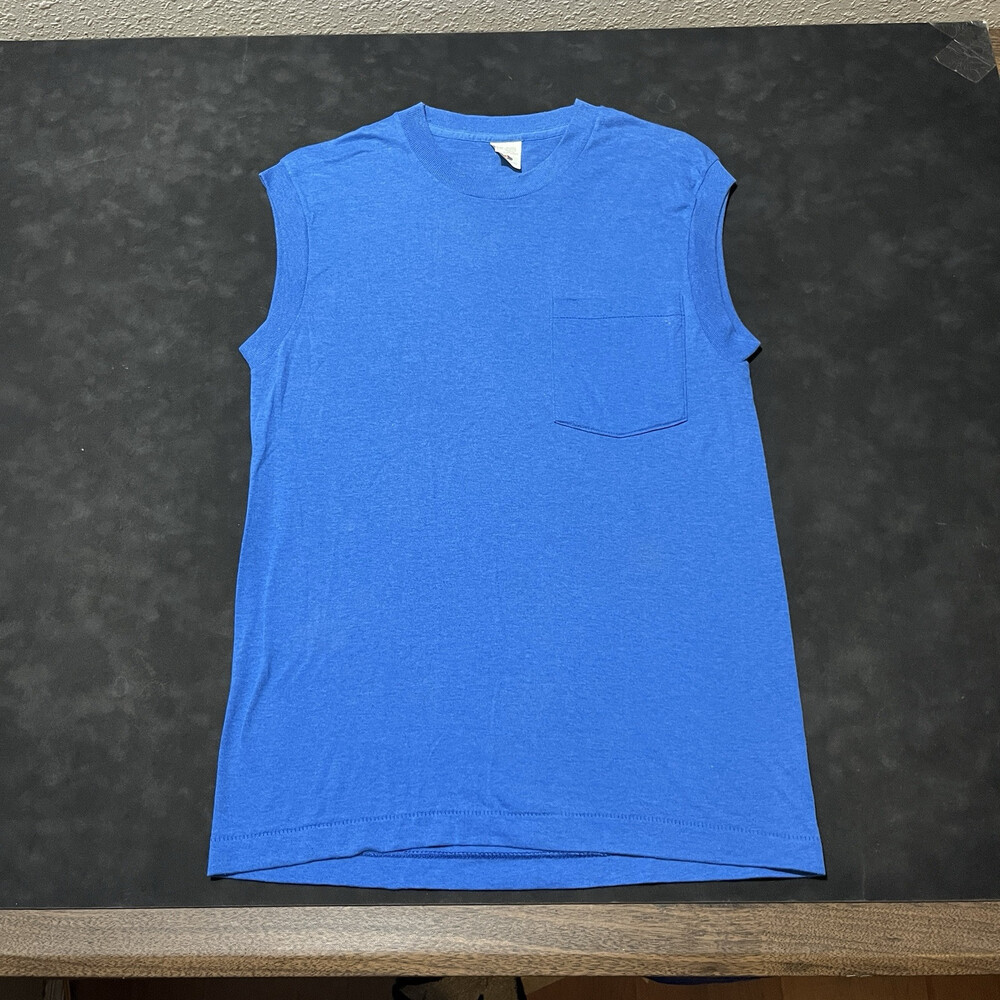 Selvedge Pocket Shirt Fruit of the loom Vintage USA Blank Tank Top Yzy Gap Blue